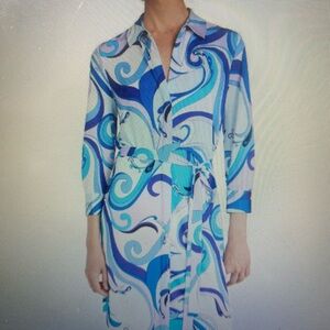 L’Agence Addison Pucci style print Blue & Purple Swirl shirtdress Size P/S NEW